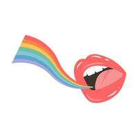 Open mouth with rainbow from it. LGBT equal rights movement and gender equality concept. vector