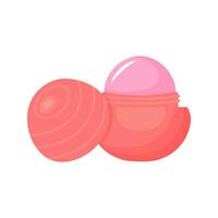 Pink round lip balm. Trendy teens millennial hygienic lipstick. Cheuglife. Fashion glamour icon. vector