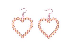 Cute cartoon pink pearl heart shaped earrings. Cute cartoon pink pearl heart shaped earrings. Accessory for doll. Fashion glamour jewelry icon. vector