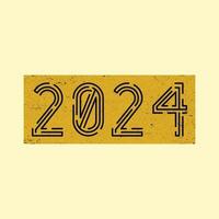 2024 vector mano dibujado tinta diseño para contento nuevo año póster. minimalista vertical composición oriental estilo gráfico 2024 números.