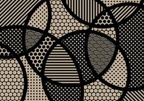 Zentangle circle modern style black square vortex curve waves line background vector