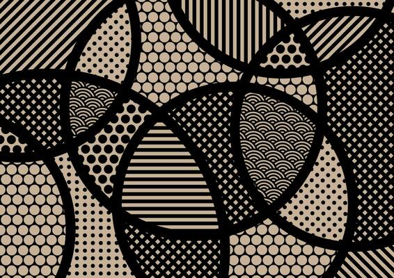 Zentangle circle modern style black square vortex curve