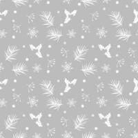 Seamless pattern with pine cone, holly berry and snowflakes. Background for gift wrapping paper, textille vector