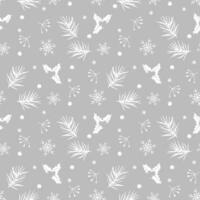 Seamless pattern with pine cone, holly berry and snowflakes. Background for gift wrapping paper, textille vector