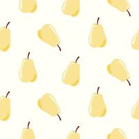 Seamless pattern of doodle pears on isolated background. Hand drawn background for Autumn harvest holiday, Thanksgiving, Halloween, seasonal, textile, scrapbooking, paper crafts. vector