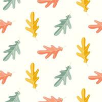 Seamless pattern of doodle oak leaves on isolated background. Hand drawn background for Autumn harvest holiday, Thanksgiving, Halloween, seasonal, textile, scrapbooking. vector