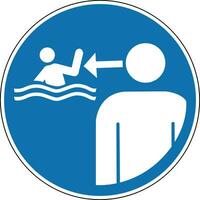 Keep children under supervision in the aquatic environment. Mandatory sign. Round blue sign. Keep children under supervision while swimming. Follow the safety rules. vector