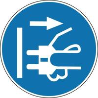 Sign unplug the power cord from the electrical outlet. Mandatory sign. Round blue sign. Disconnect the plug from the socket. Warning sign. vector