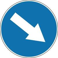 Obstacle avoidance sign on the right side. Mandatory sign. Round blue sign. Detour of obstacles located on the carriageway is allowed on the right side. Road sign. Detour on the right side. vector