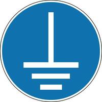 Grounding sign. Mandatory sign. Round blue sign. Connect the ground terminal to ground. Follow the safety rules when working with electrics. vector
