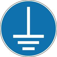 Grounding sign. Mandatory sign. Round blue sign. Connect the ground terminal to ground. Follow the safety rules when working with electrics. vector