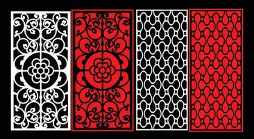 Decorative wall panels set Jali design CNC pattern, vector