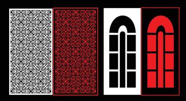Decorative wall panels set Jali design CNC pattern, vector