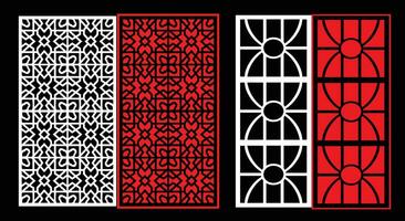 Decorative wall panels set Jali design CNC pattern, vector