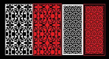 Decorative wall panels set Jali design CNC pattern, vector