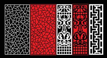 Decorative wall panels set Jali design CNC pattern, vector