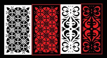 Decorative wall panels set Jali design CNC pattern, vector