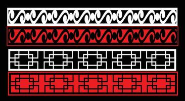 Decorative wall panels set Jali design CNC pattern, vector