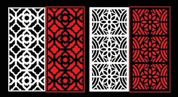 Decorative wall panels set Jali design CNC pattern, vector