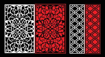 Decorative wall panels set Jali design CNC pattern, vector