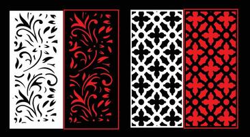 Decorative wall panels set Jali design CNC pattern, vector