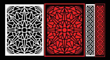 Decorative wall panels set Jali design CNC pattern, vector