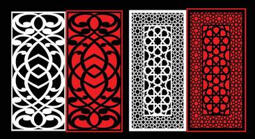 Decorative wall panels set Jali design CNC pattern, vector