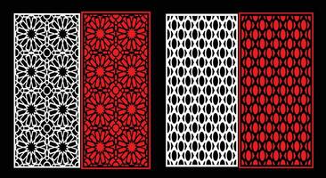 Decorative wall panels set Jali design CNC pattern, vector