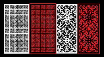 Decorative wall panels set Jali design CNC pattern, vector