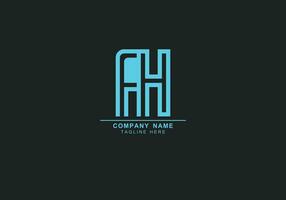 AH or HA minimal line art logo vector