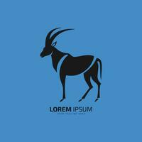 goat logo icon Stand oryx shape on blue background. vector