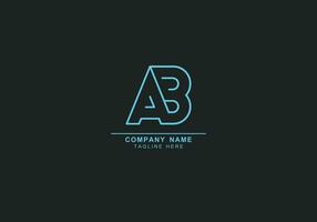 AB or BA minimal abstract creative and line art logo icon vector