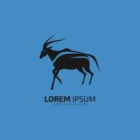 Oryx logo icon design vector Stand goat shape on blue background.