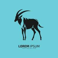 Oryx logo icon silhouette Stand goat shape on sky blue background. vector