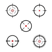 Target or Aim icon set icons in black and red color cross hair icons collection of 5 vector