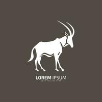 goat or oryx logo icon Stand goat or oryx on brown background. vector