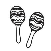 Maracas is a musical instrument, a rattle. vector stock illustration. Doodle style. Isolated on a white background.