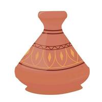 tagine Morocco. Vector stock illustration. Traditional Moroccan gastronomic ceramic tajine dish. Isolated on a white background.