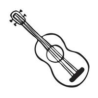 Guitar is a musical string instrument. Ukulele vector illustration. Doodle style isolated on a white background.