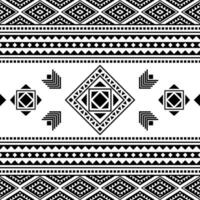 Seamless tribal pattern with geometric shapes in black and white colors. Aztec ethnic background design for fabric print and decoration. vector