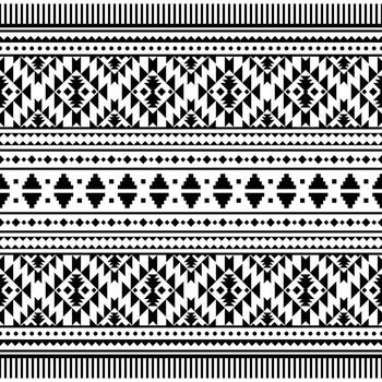 Native pattern design in geometric abstract style of tribal Aztec and Navajo. Seamless ethnic pattern design for textile and fabric print. Black and white colors. vector