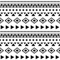 Geometric ornament abstract seamless pattern. Ethnic Aztec style. Tribal background design with stripes. Black and white color. Design for textile, cloth, curtain, rug, decoration, ornament. vector