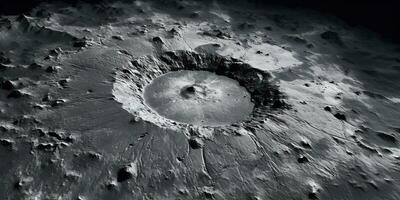 Generative AI, another alien planet surface relief, moon crater. Space background photo