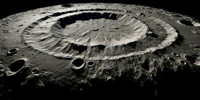 Generative AI, another alien planet surface relief, moon crater. Space background photo