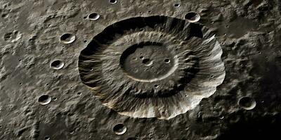 Generative AI, another alien planet surface relief, moon crater. Space background photo