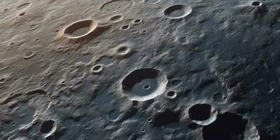 Generative AI, another alien planet surface relief, moon crater. Space background photo