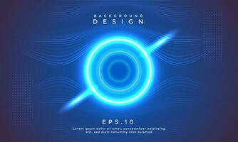 Abstract technology futuristic of wave stripe and circle concept with blue color neon lighting effect background vector