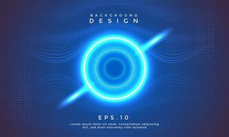 Abstract technology futuristic of wave stripe and circle concept with blue color neon lighting effect background vector