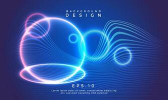 Abstract technology futuristic of wave stripe and circle concept with blue and pink color neon lighting effect background vector