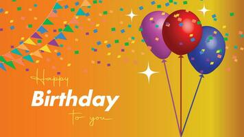 happy birthday to you banner with baloons vector